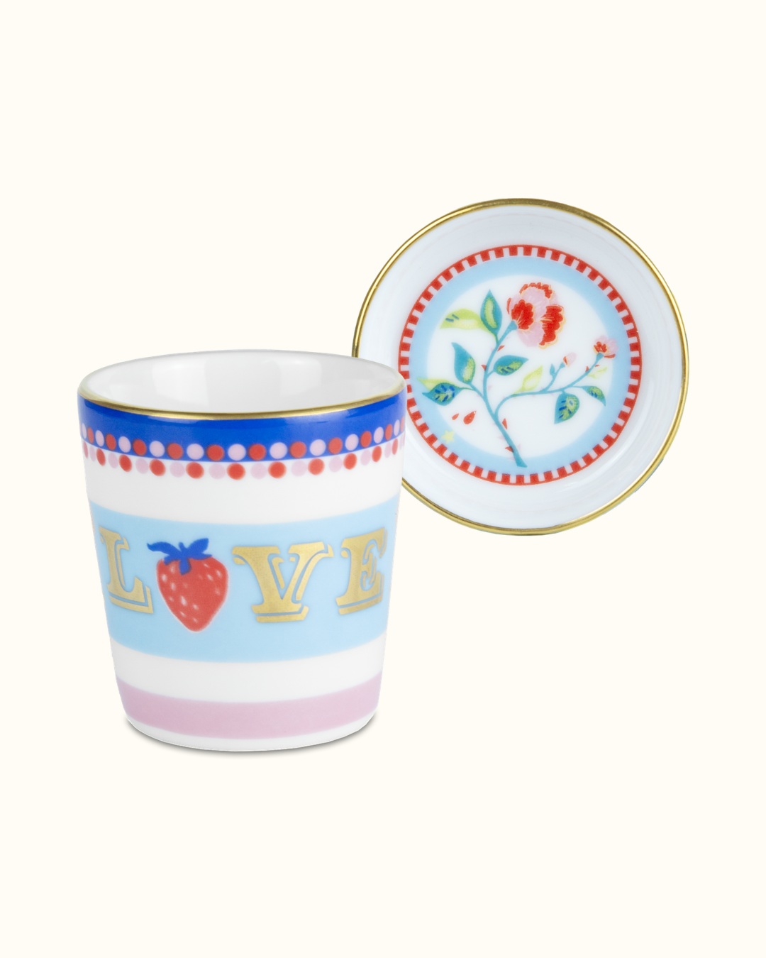 MAMMA MIA Mini copo c/ pires LOVE porcelana