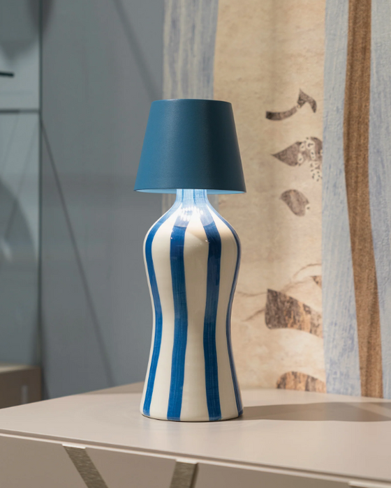 Luminária Poldina + Garrafa Lido Listras Azul