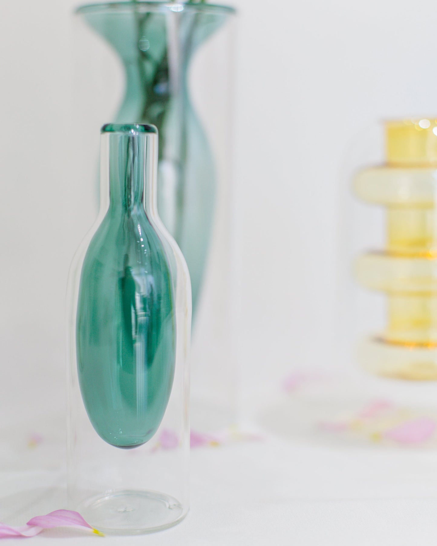 Vaso Drop Mini Azul em Vidro Parede Dupla