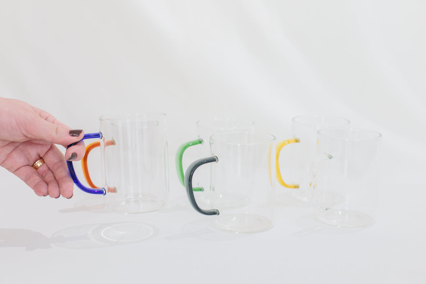 Conjunto de Caneca Vidro Alça Color