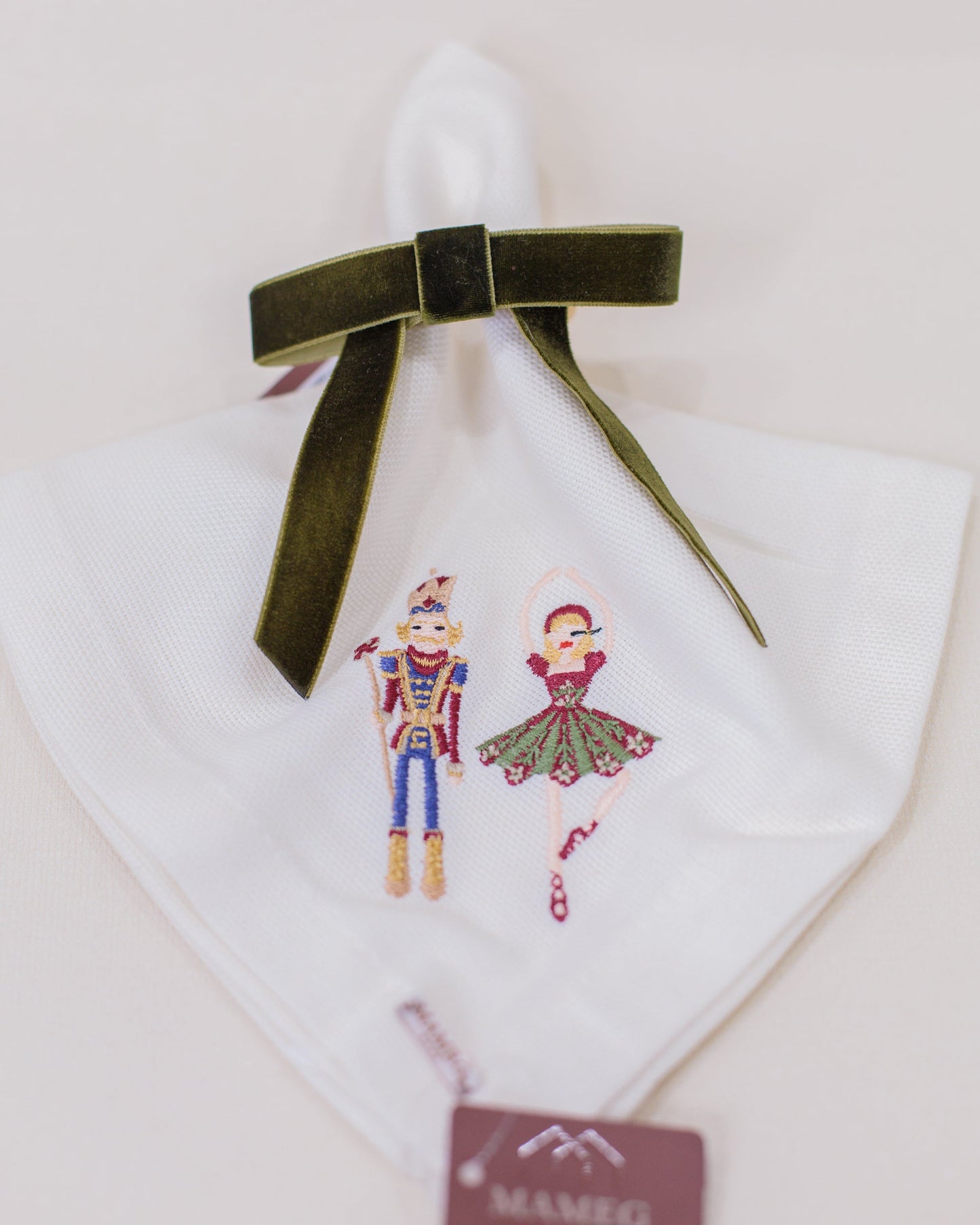 Guardanapo Linhão Off White Bordado Xmas Ballet