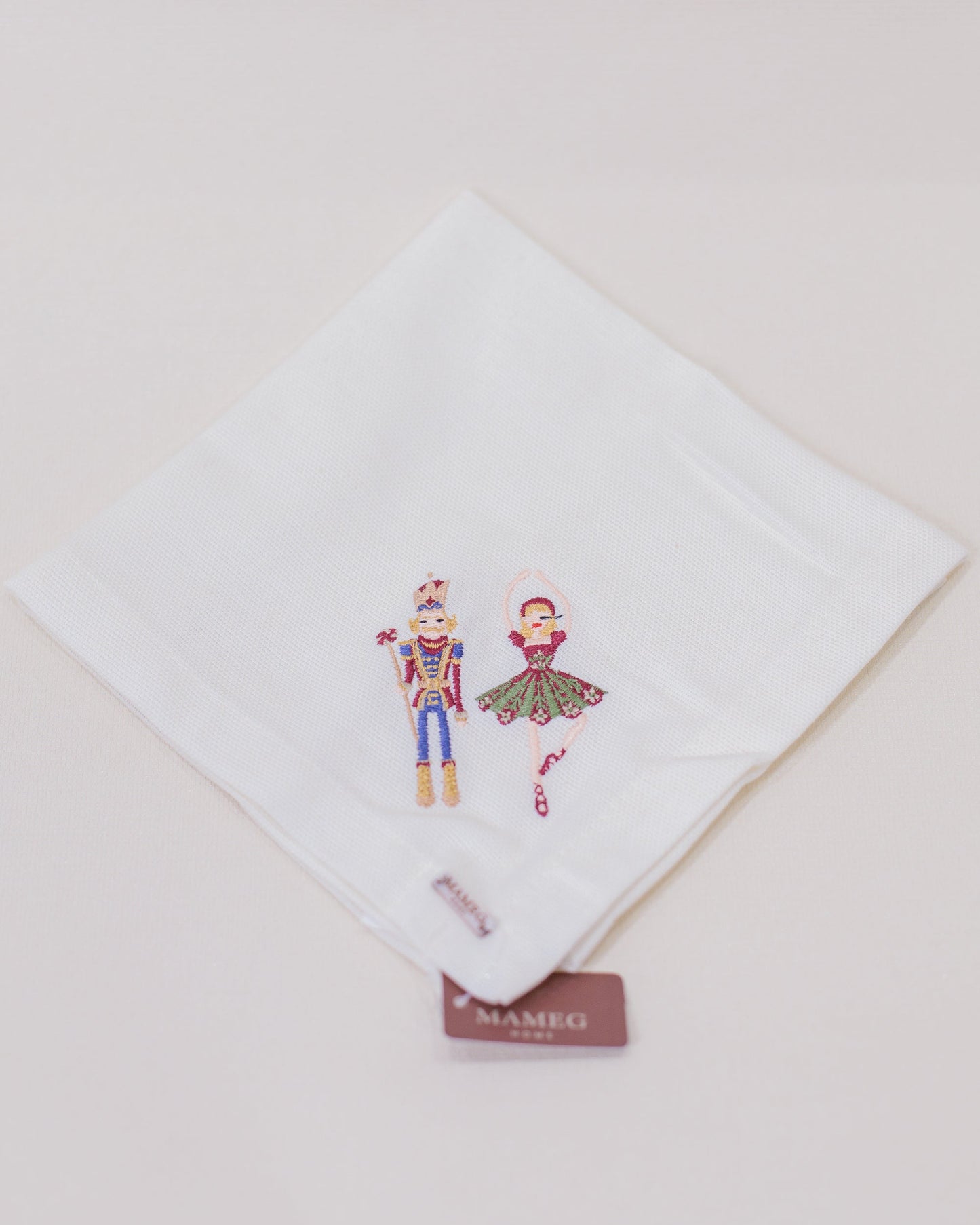 Guardanapo Linhão Off White Bordado Xmas Ballet