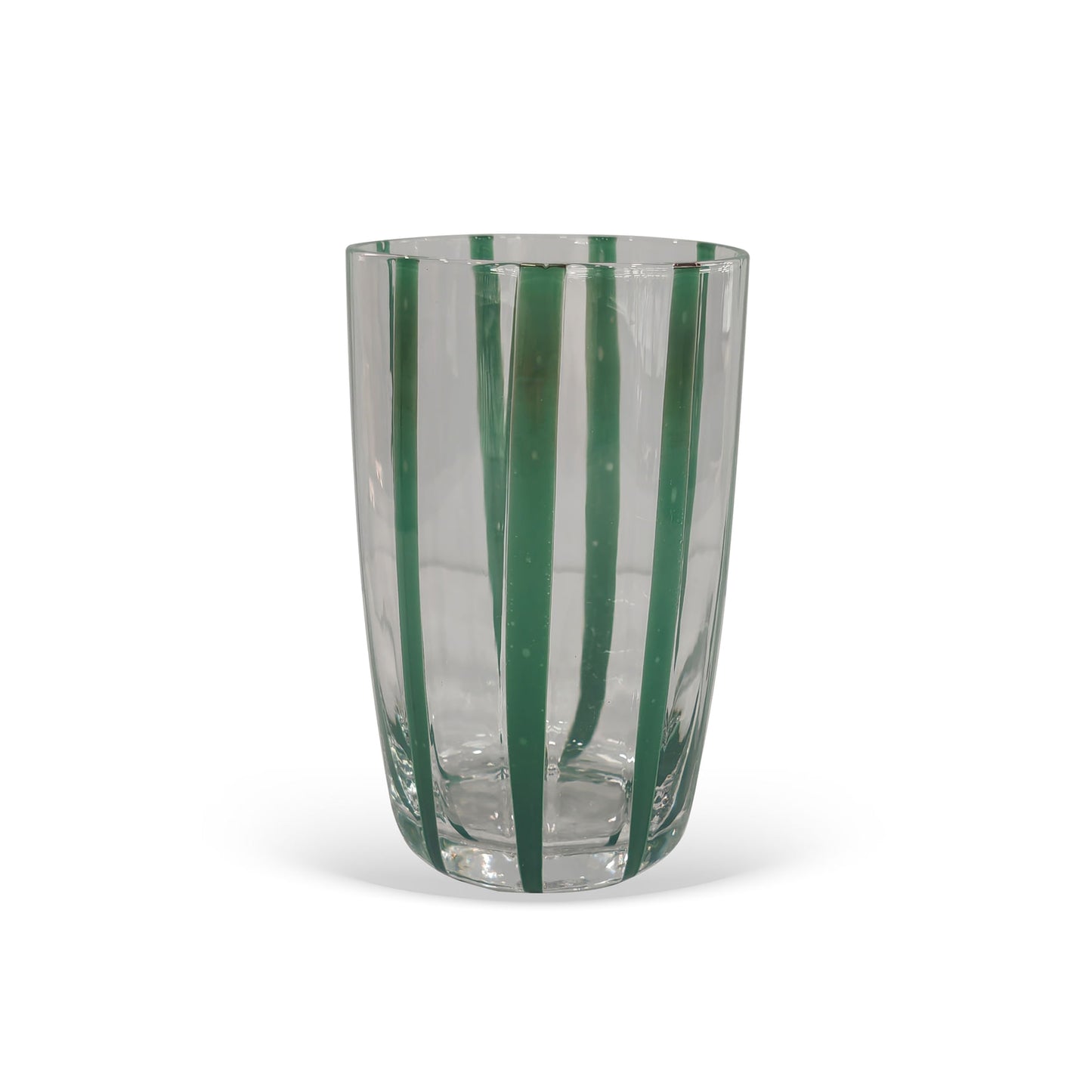 Conjunto de Copos Transparente com Listras Verde em Vidro 6pcs 470ml