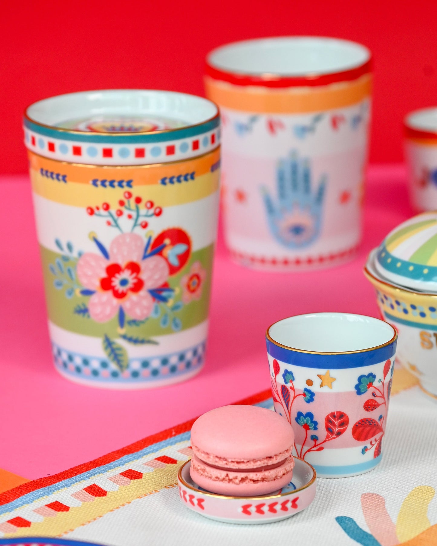 MAMMA MIA Mini copo c/ pires folhas porcelana