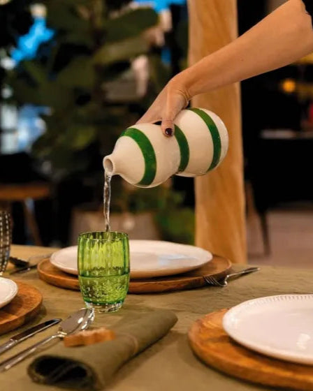 Garrafa Lido Faixas Verde em Cerâmica