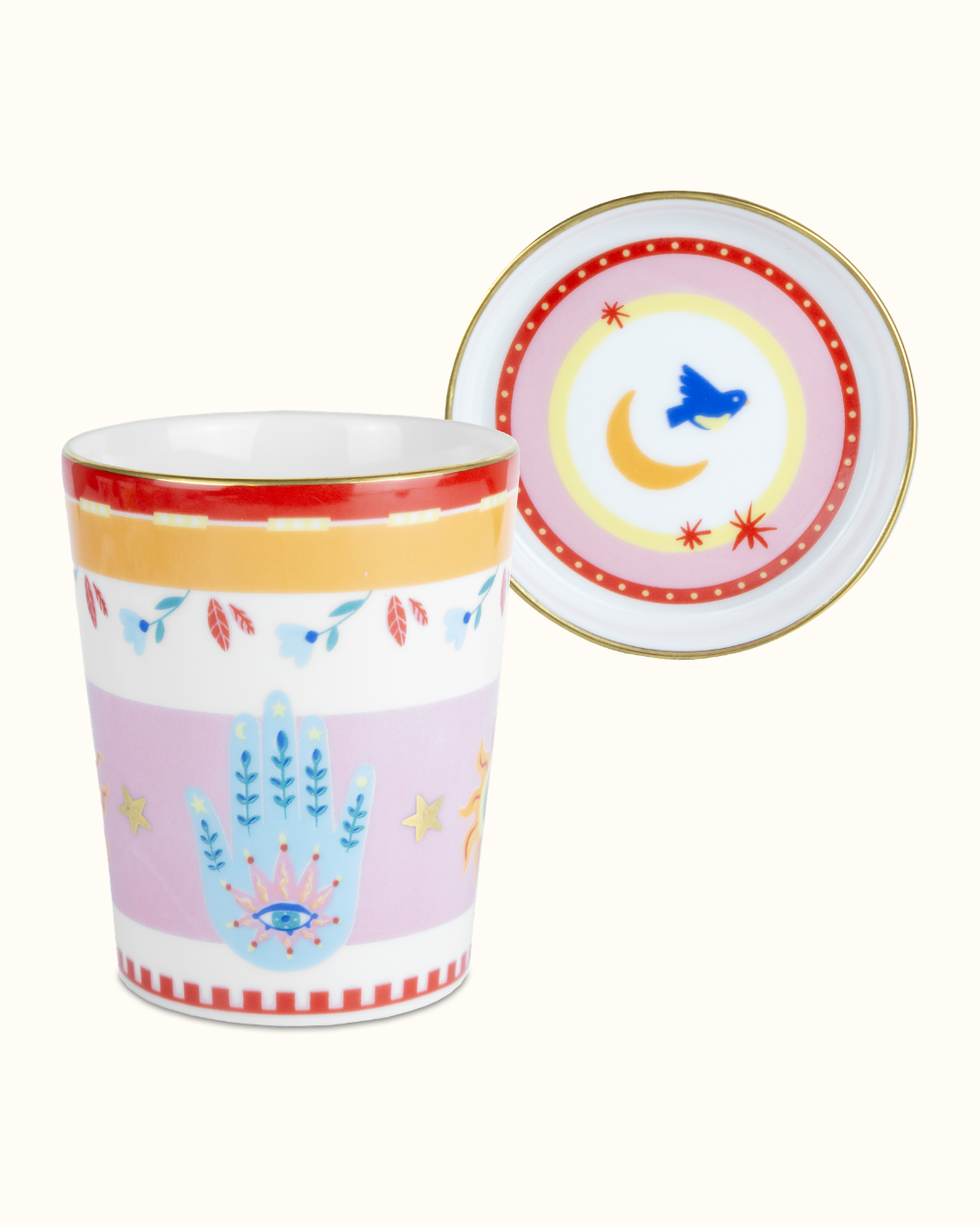 MAMMA MIA Copo c/pires mão porcelana