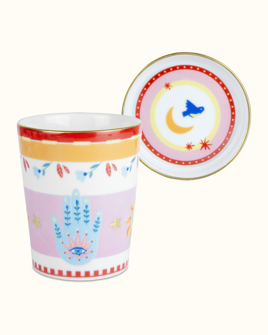 MAMMA MIA Copo c/pires mão porcelana