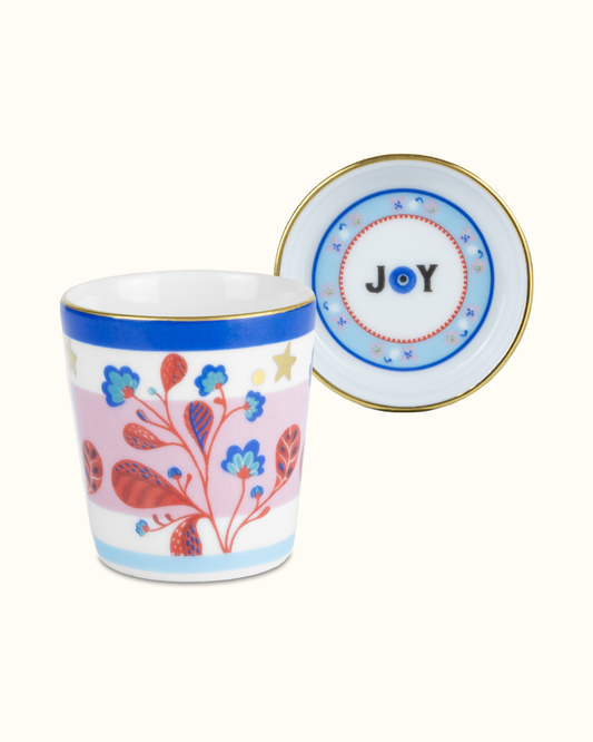 MAMMA MIA Mini copo c/ pires folhas porcelana