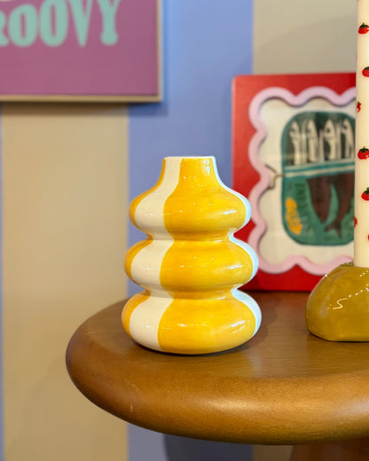 Vaso Listras Amarelo em Cerâmica