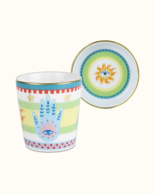 MAMMA MIA Mini copo c/ pires mão porcelana