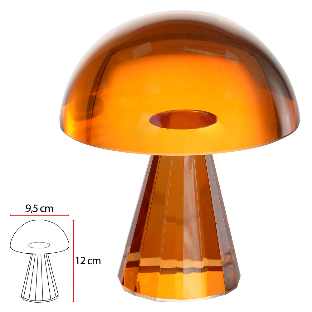 Escultura de Cristal Cogumelo Sunset Grande (Laranja)