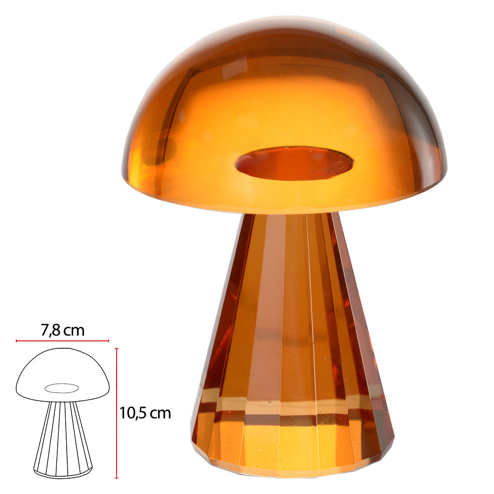 Escultura de Cristal Cogumelo Sunset Pequena (Laranja)