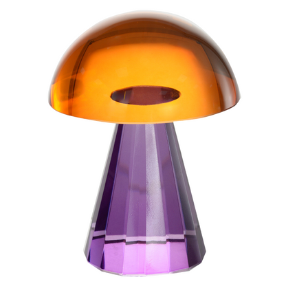 Escultura Cristal Cogumelo Sunset Pequena (Laranja e Roxo)