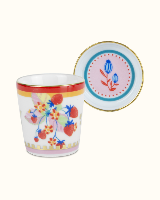 MAMMA MIA Mini copo c/ pires morango porcelana