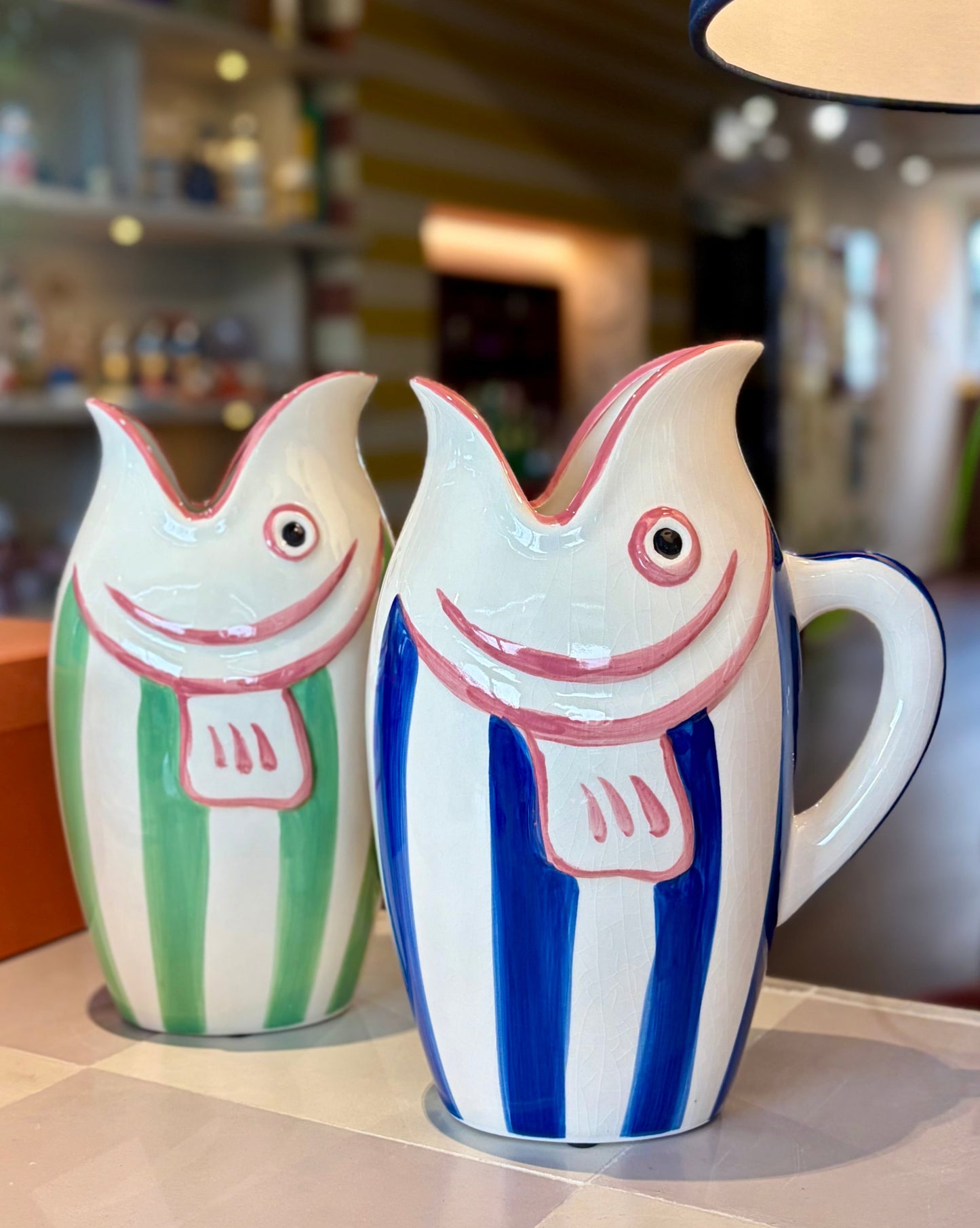 Vaso Peixe Azul em Cerâmica