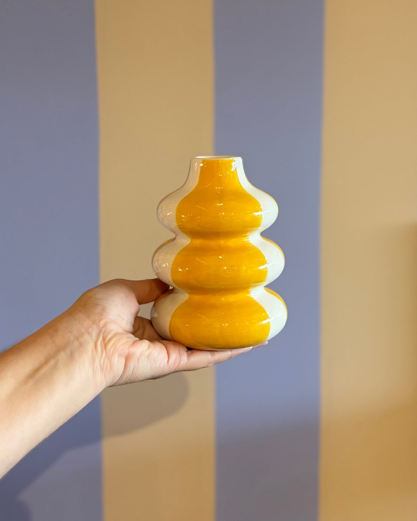 Vaso Listras Amarelo em Cerâmica