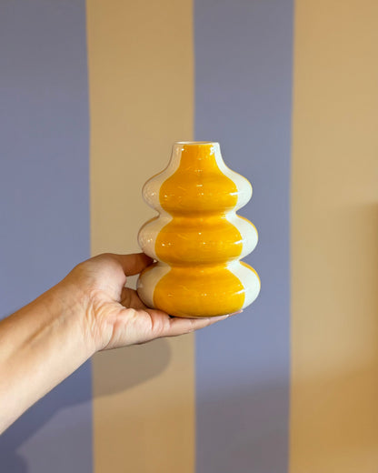 Vaso Listras Amarelo em Cerâmica