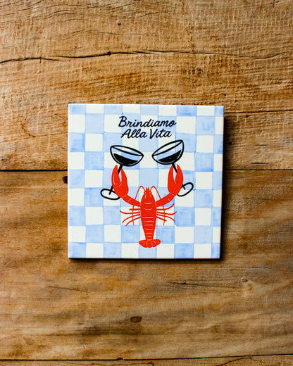 Azulejo Decorativo 'Brindiamo Alla Vita'