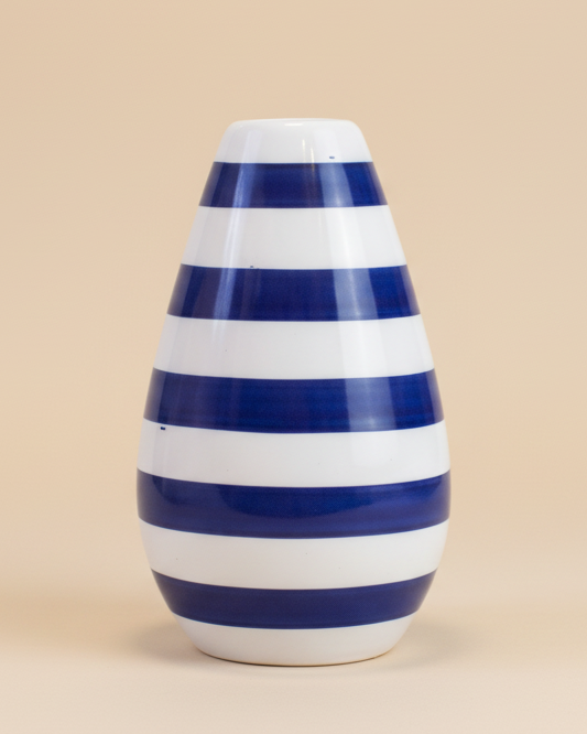 Vaso gota com listras azul em cerâmica