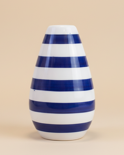Vaso gota com listras azul em cerâmica