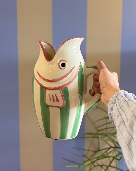Vaso Peixe Verde em Cerâmica