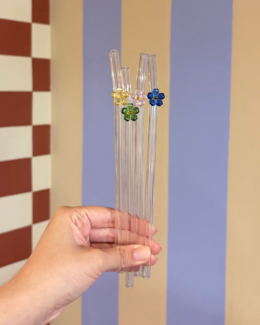 Conjunto de canudos flor em vidro