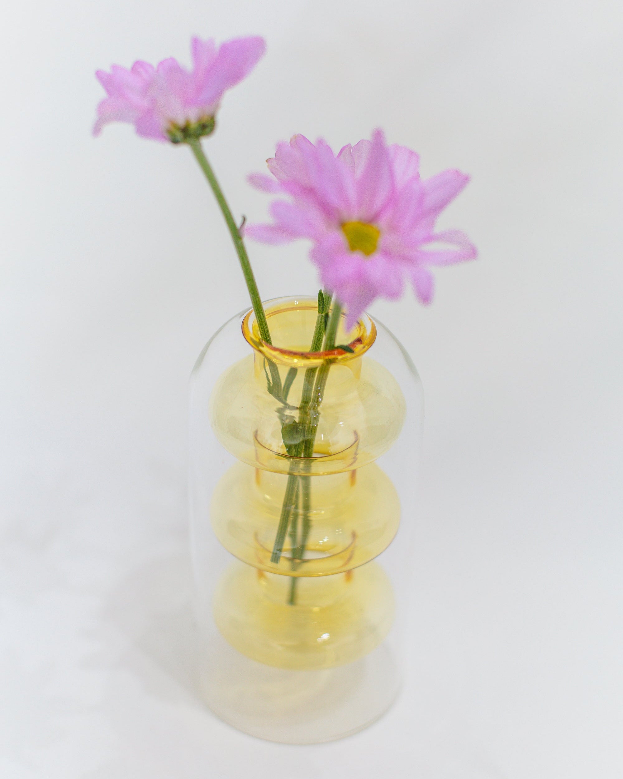 Vaso Drop Amarelo em Vidro Parede Dupla