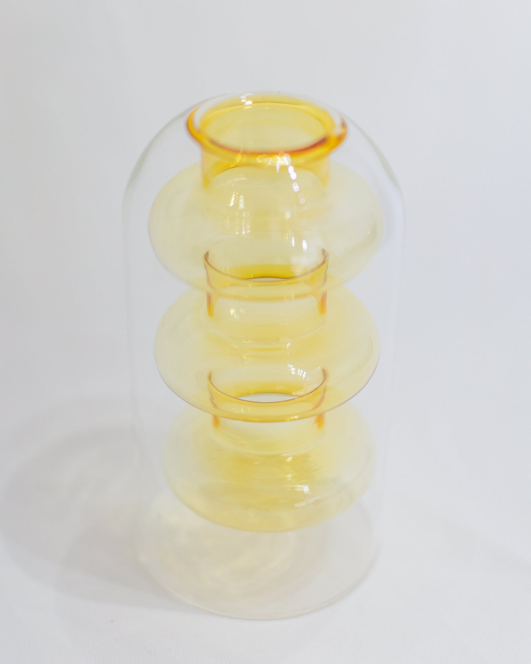 Vaso Drop Amarelo em Vidro Parede Dupla
