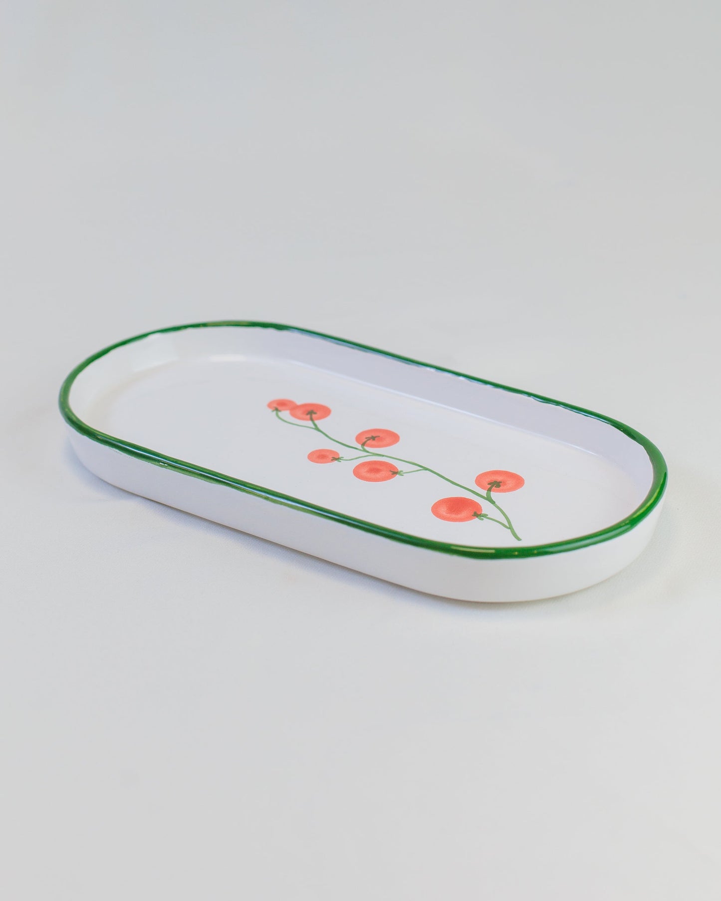 Bandeja oval tomate em cerâmica