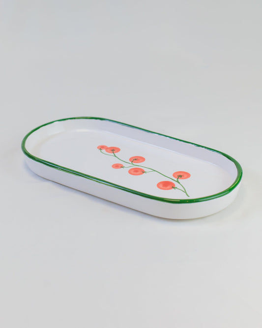 Bandeja oval tomate em cerâmica