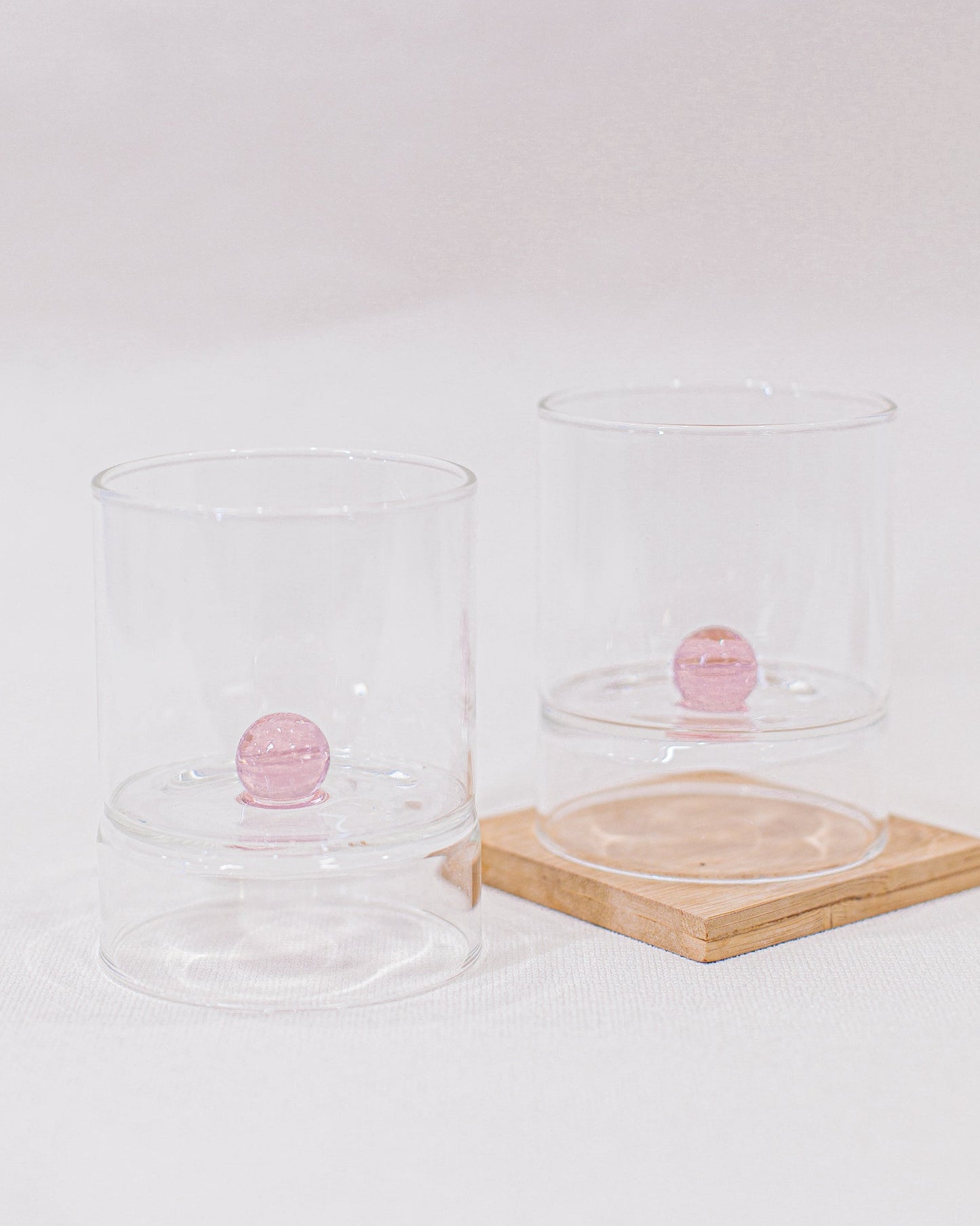 Copo de Vidro Esfera Rosa