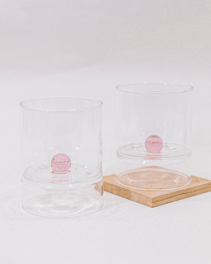 Copo de Vidro Esfera Rosa