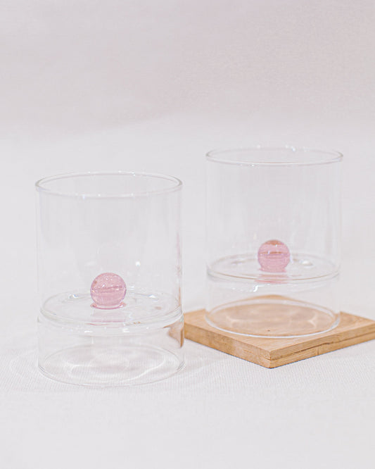 Copo de Vidro Esfera Rosa