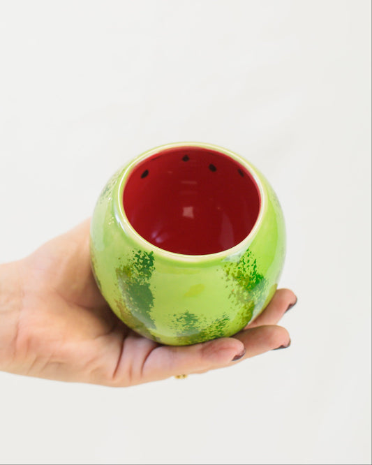 Vaso bola melancia em cerâmica