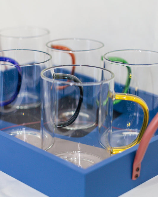 Conjunto de Caneca  Vidro Alça Color