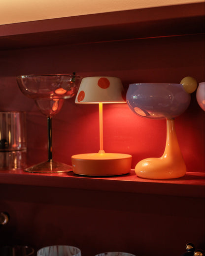 Luminária Swap Mini Laranja com Cúpula Bolinhas