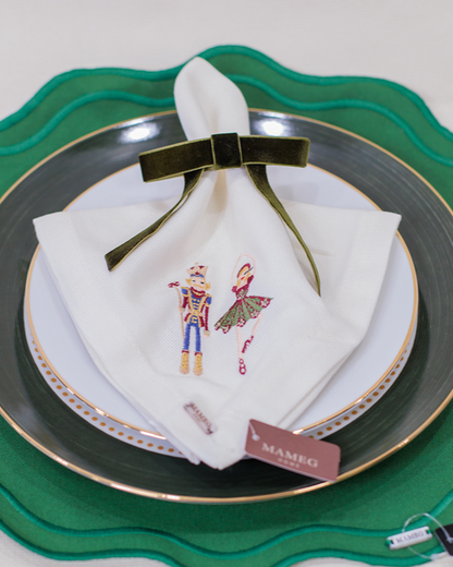Guardanapo Linhão Off White Bordado Xmas Ballet