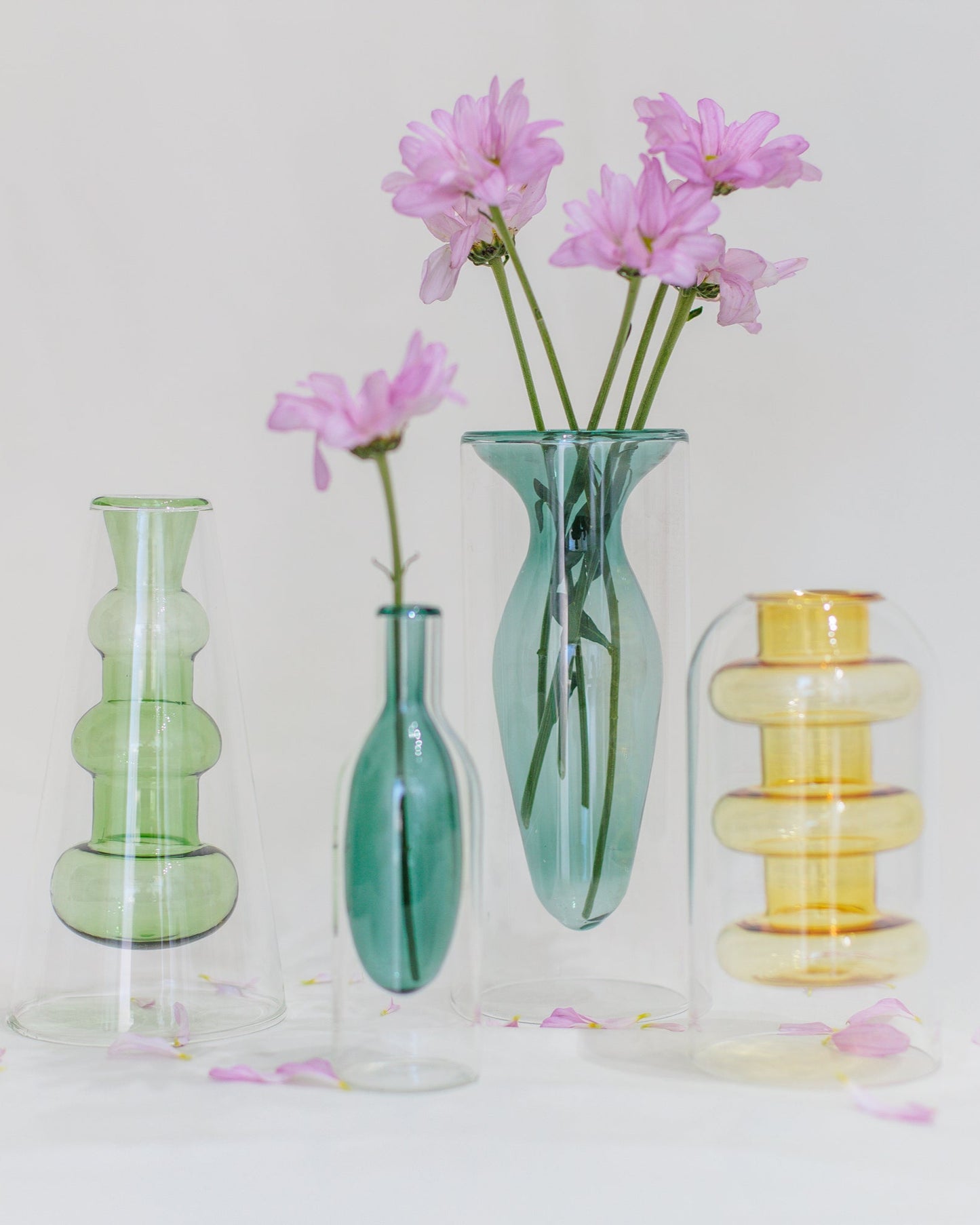 Vaso Drop Verde em Vidro Parede Dupla