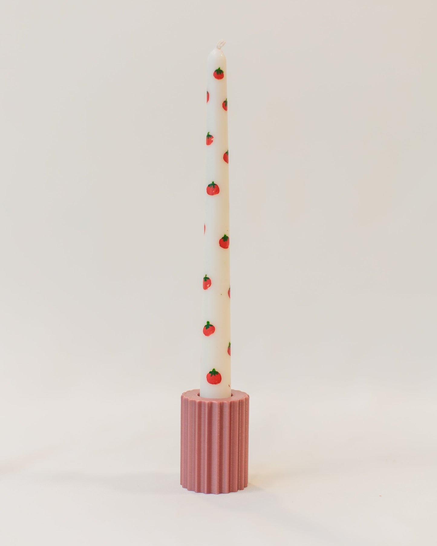 Vela castiçal pintada à mão tomate