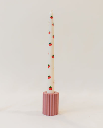 Vela castiçal pintada à mão tomate