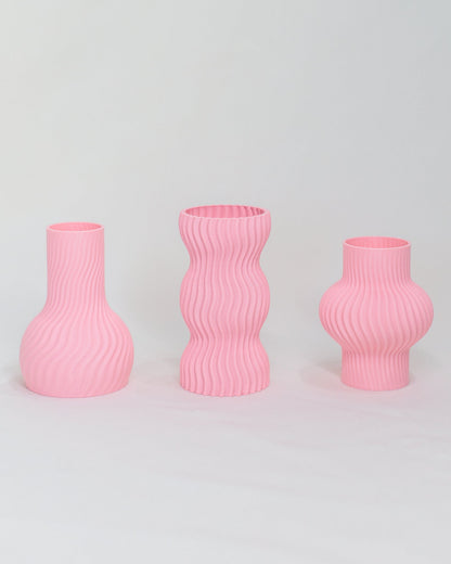 Trio Mini Vasos Onda Rosa
