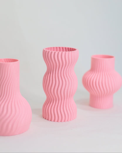 Trio Mini Vasos Onda Rosa
