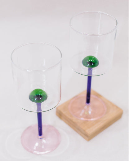 Taça Esfera Verde em Vidro