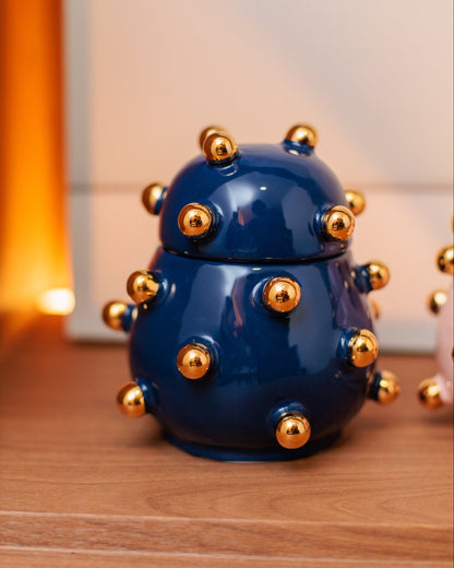 Caixa Olivia Gold Azul em Cerâmica