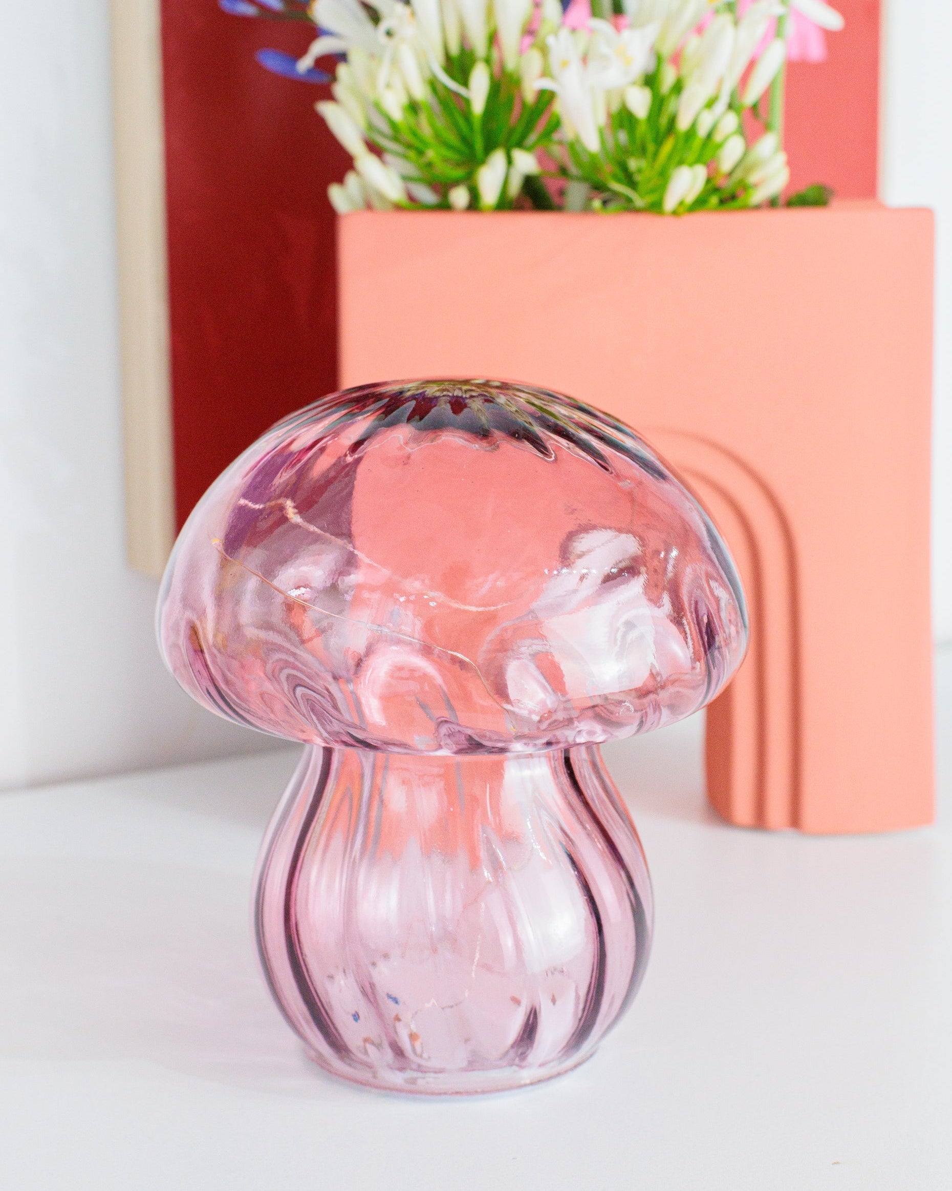 Luminária Mush Magic Rosa em Vidro