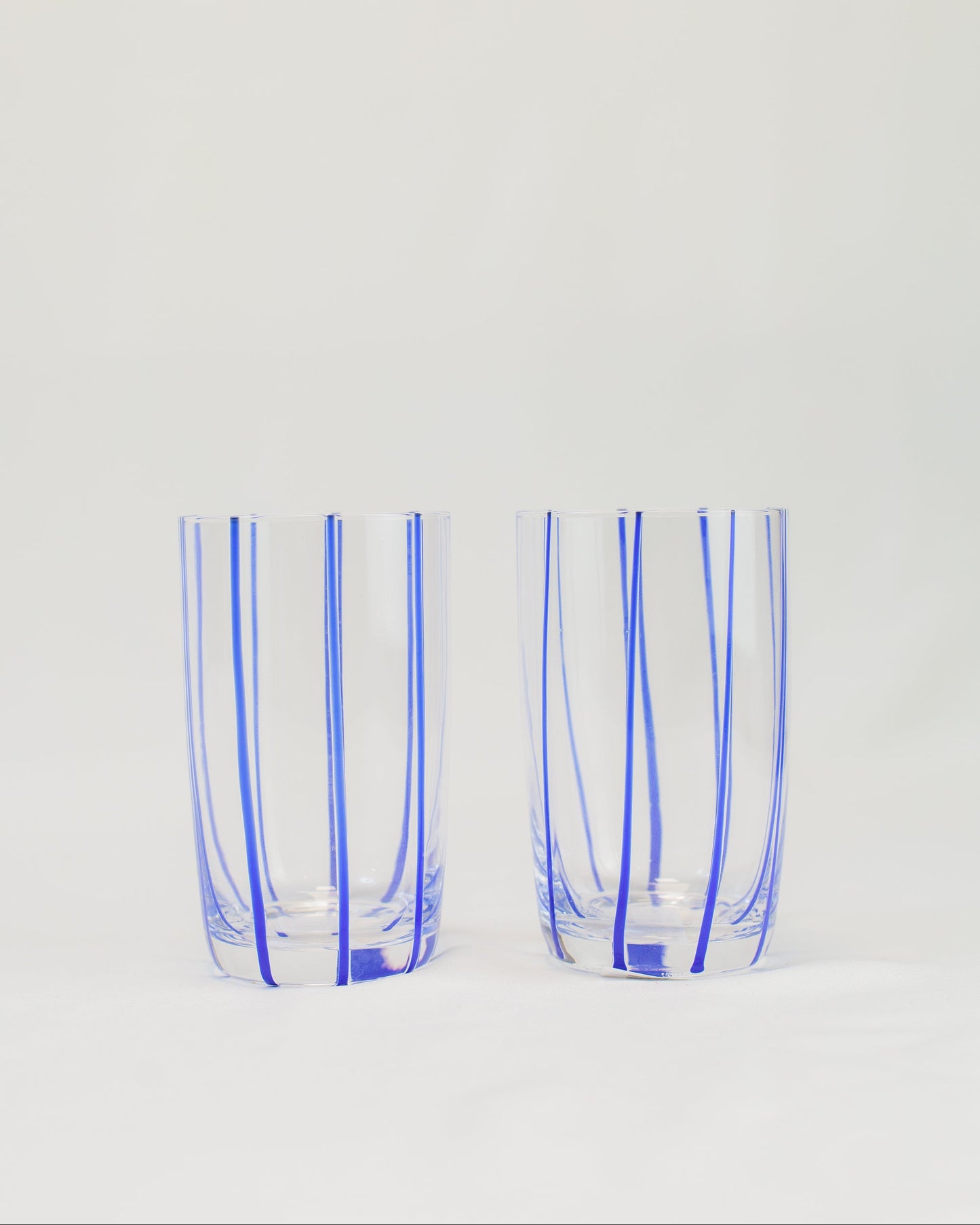 Conjunto de Copos Transparente com Listras Azul em Vidro 6pcs 470ml