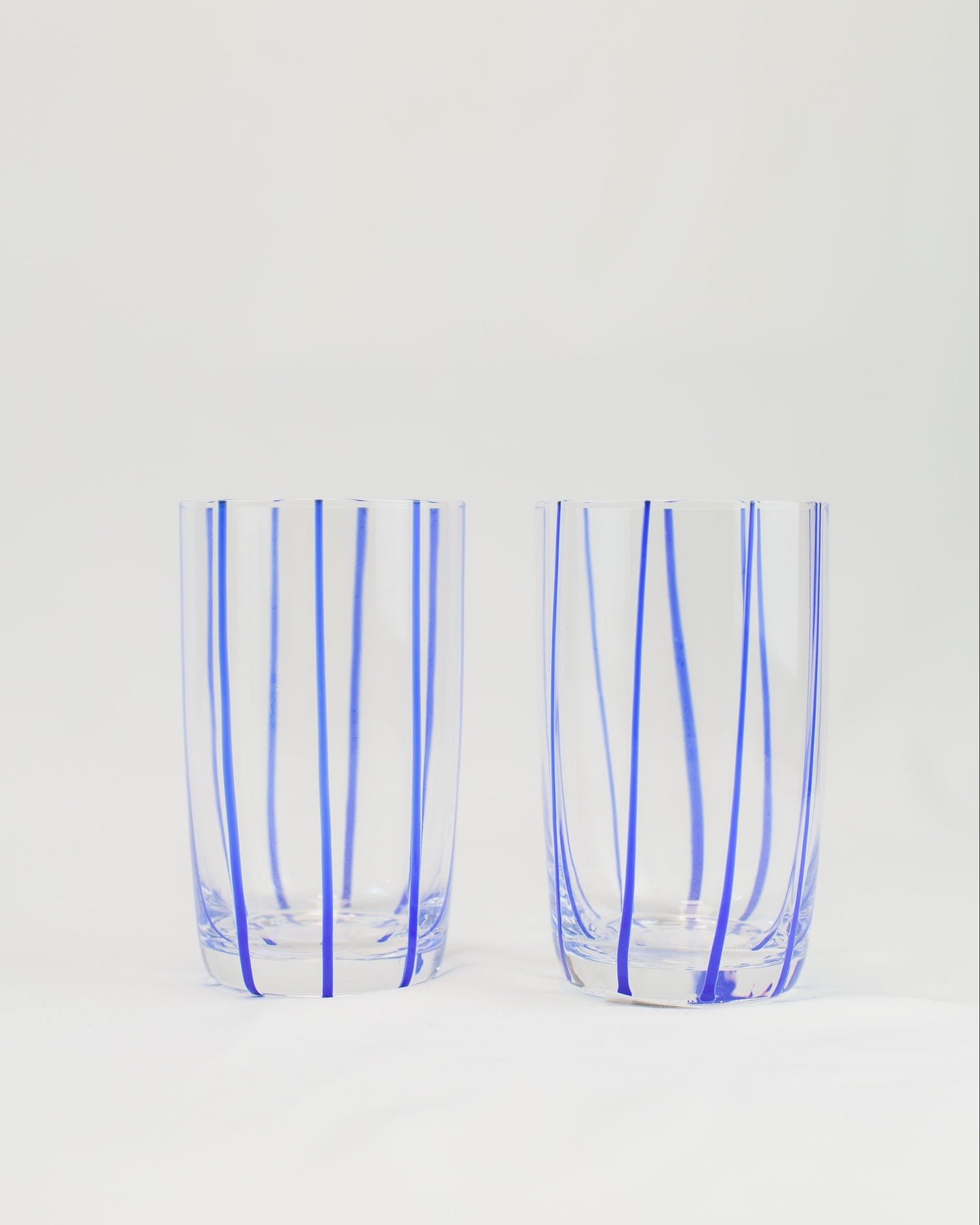 Conjunto de Copos Transparente com Listras Azul em Vidro 6pcs 470ml