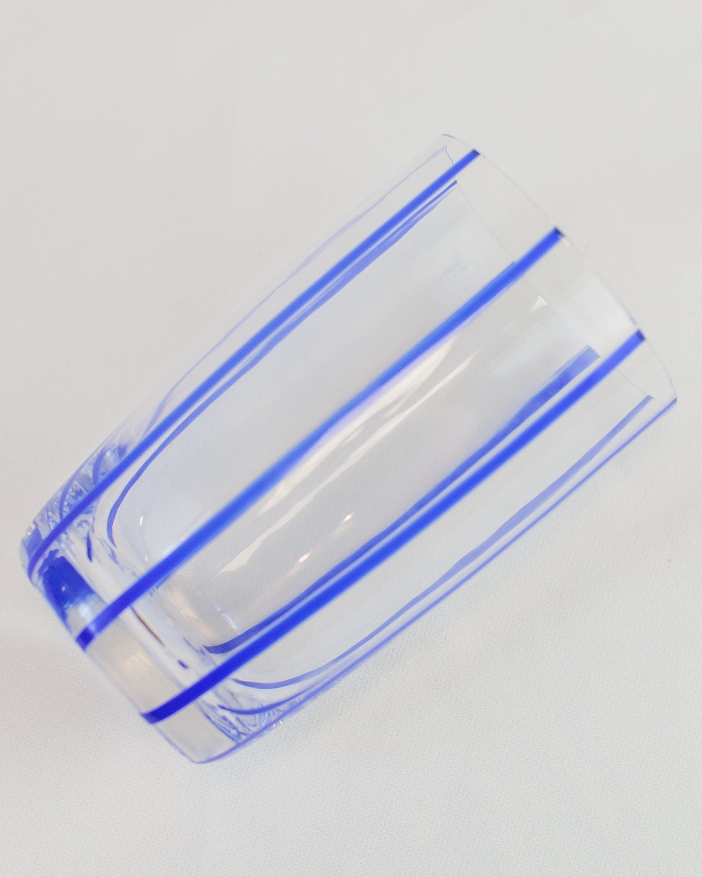 Conjunto de Copos Transparente com Listras Azul em Vidro 6pcs 470ml