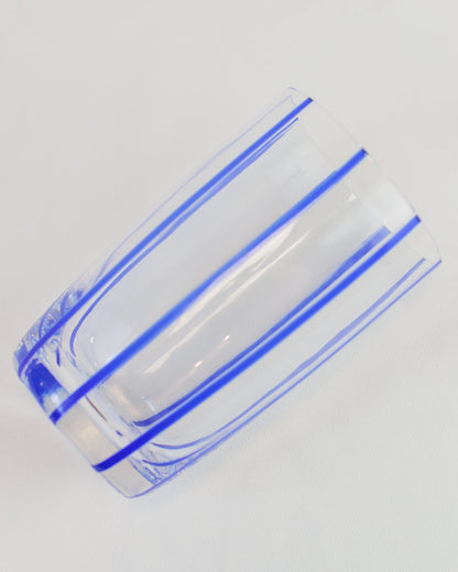 Conjunto de Copos Transparente com Listras Azul em Vidro 6pcs 470ml