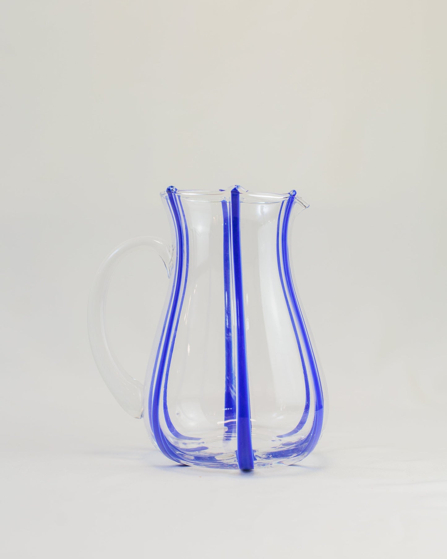 Jarra Transparente com Listras Azul em Vidro